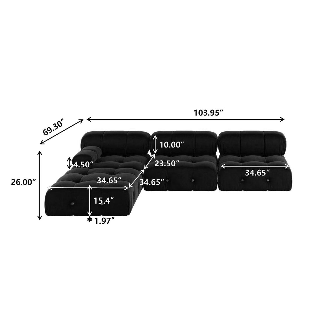 Modular Sectional Sofa Velvet L-Shape X279