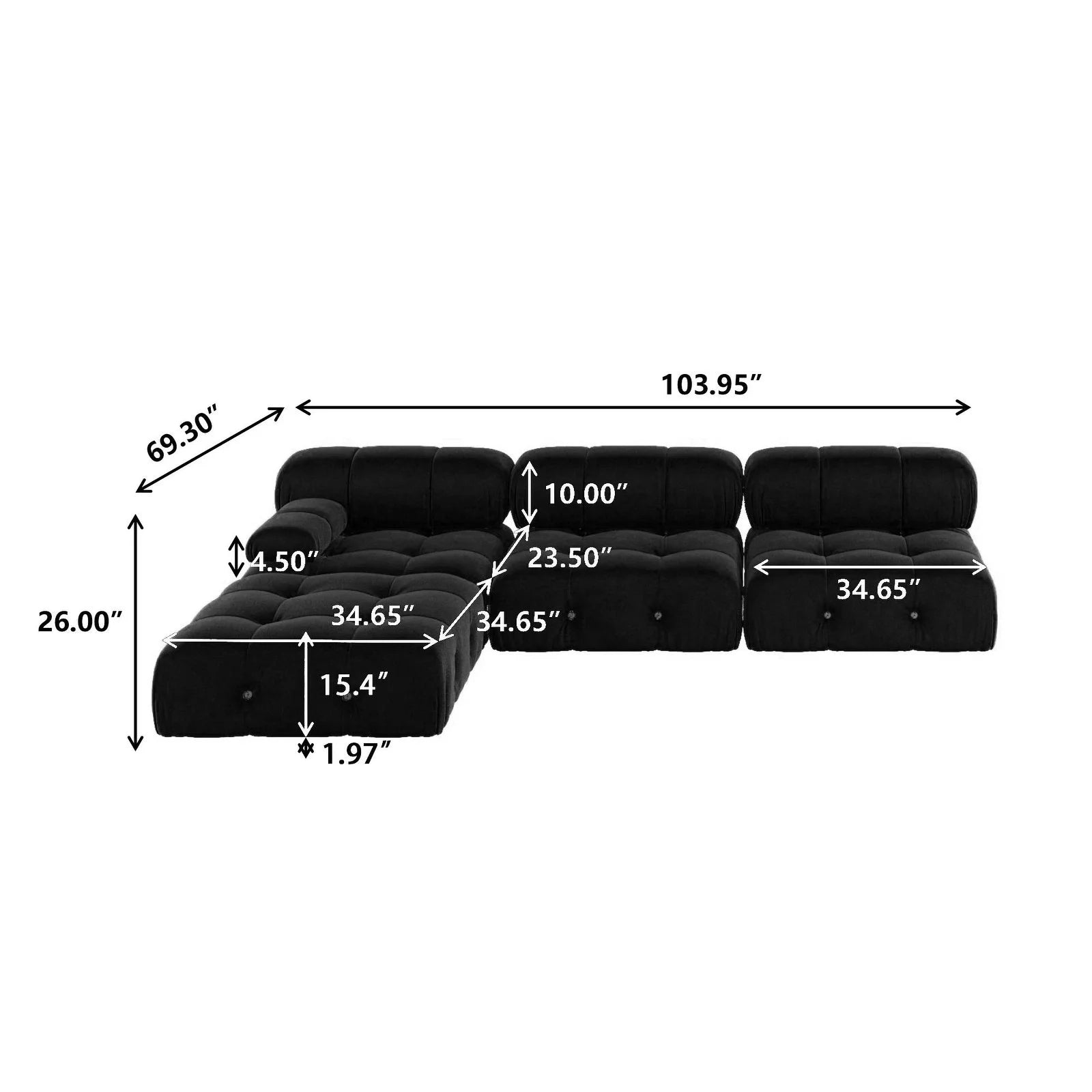 Modular Sectional Sofa Velvet L-Shape X279