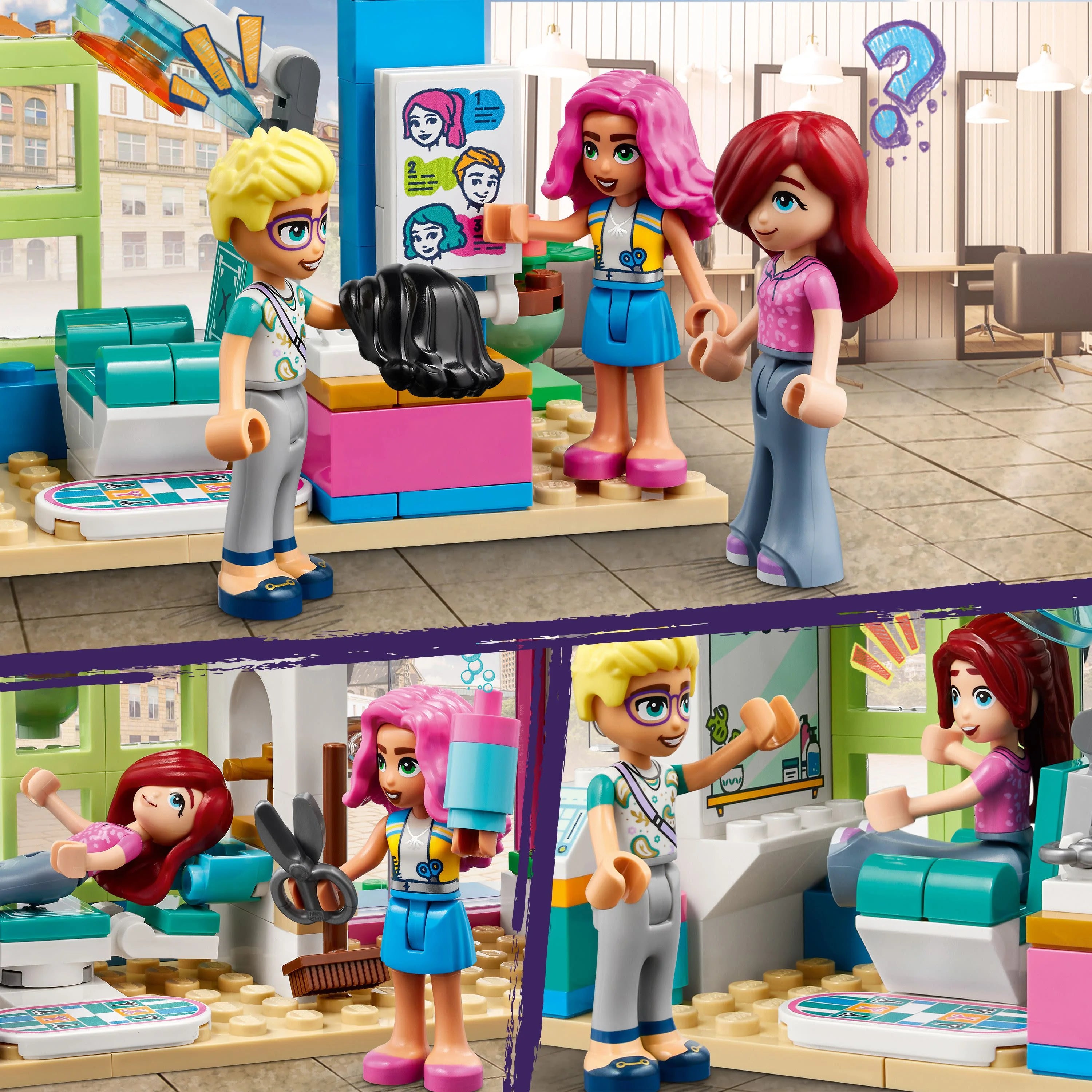 Toy Hair Salon Building Set with Mini-Dolls, Pretend Play Spa for Kids Ages 6+ P725511