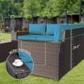 Outdoor Wicker Sectional Sofa Set with Cushions and Glass Table H506