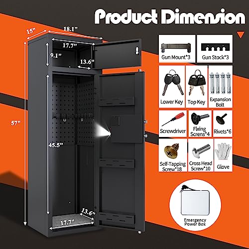 Gun Safe for Rifles and Pistols with Digital Keypad, Adjustable Shelves O38936