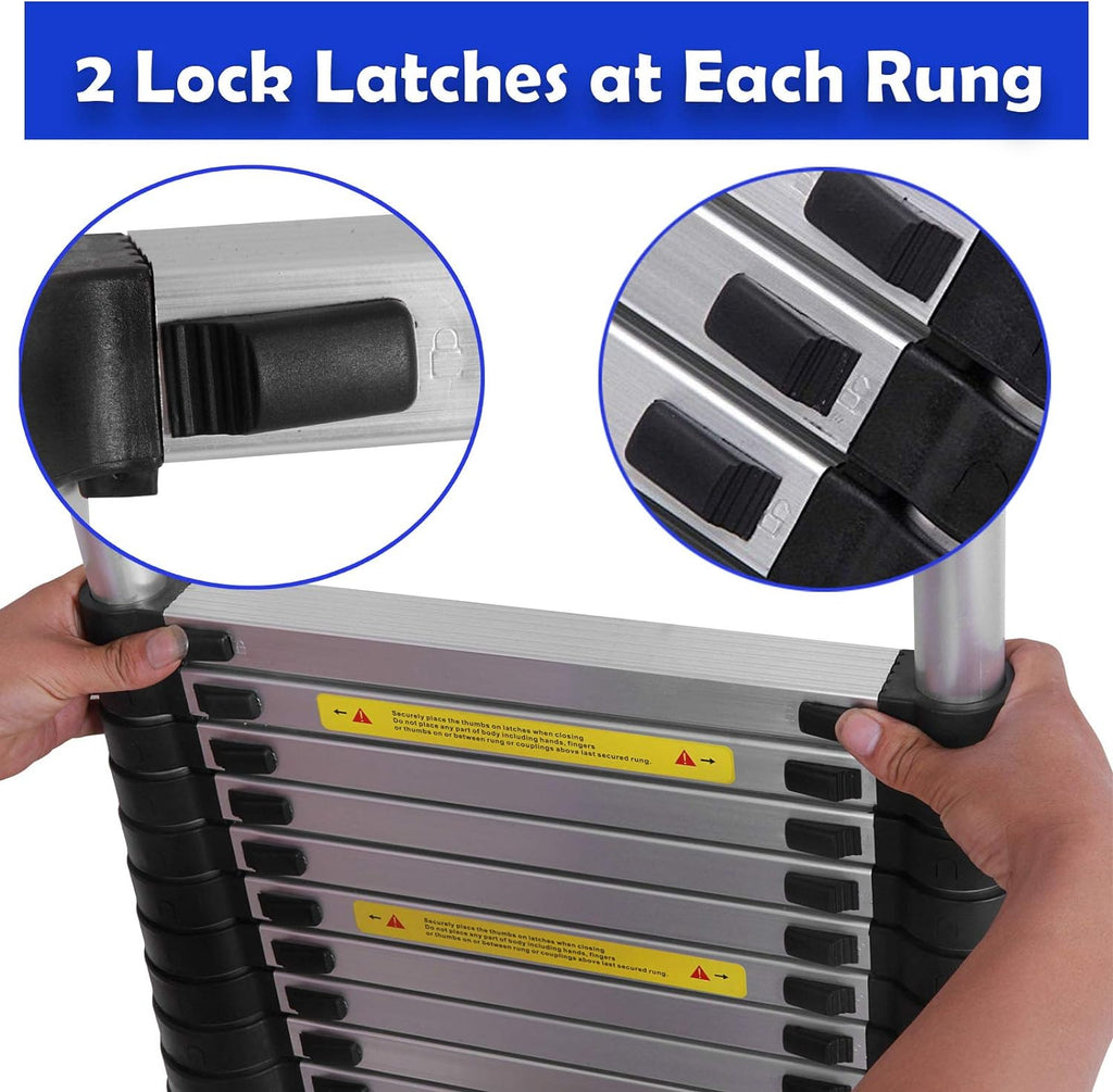 Aluminum Telescoping Ladder, Adjustable Height, 330lbs Load Capacity V30077