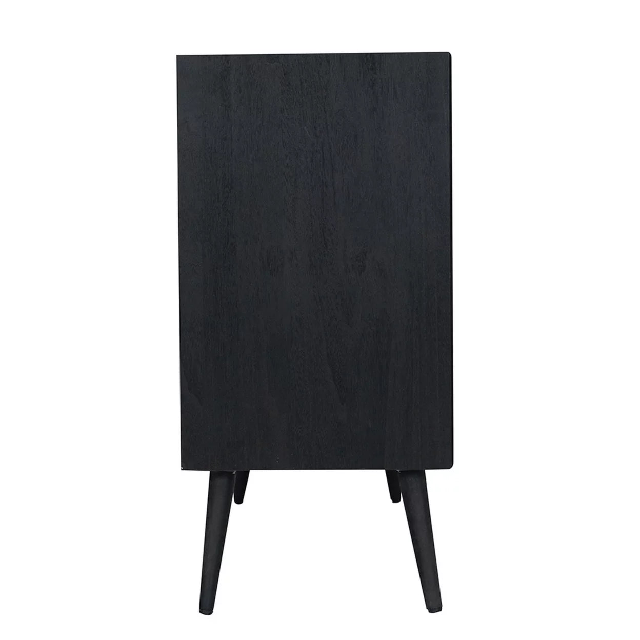 47 Inch TV Media Entertainment Center, Pine Wood, Rattan Doors, Black X52383