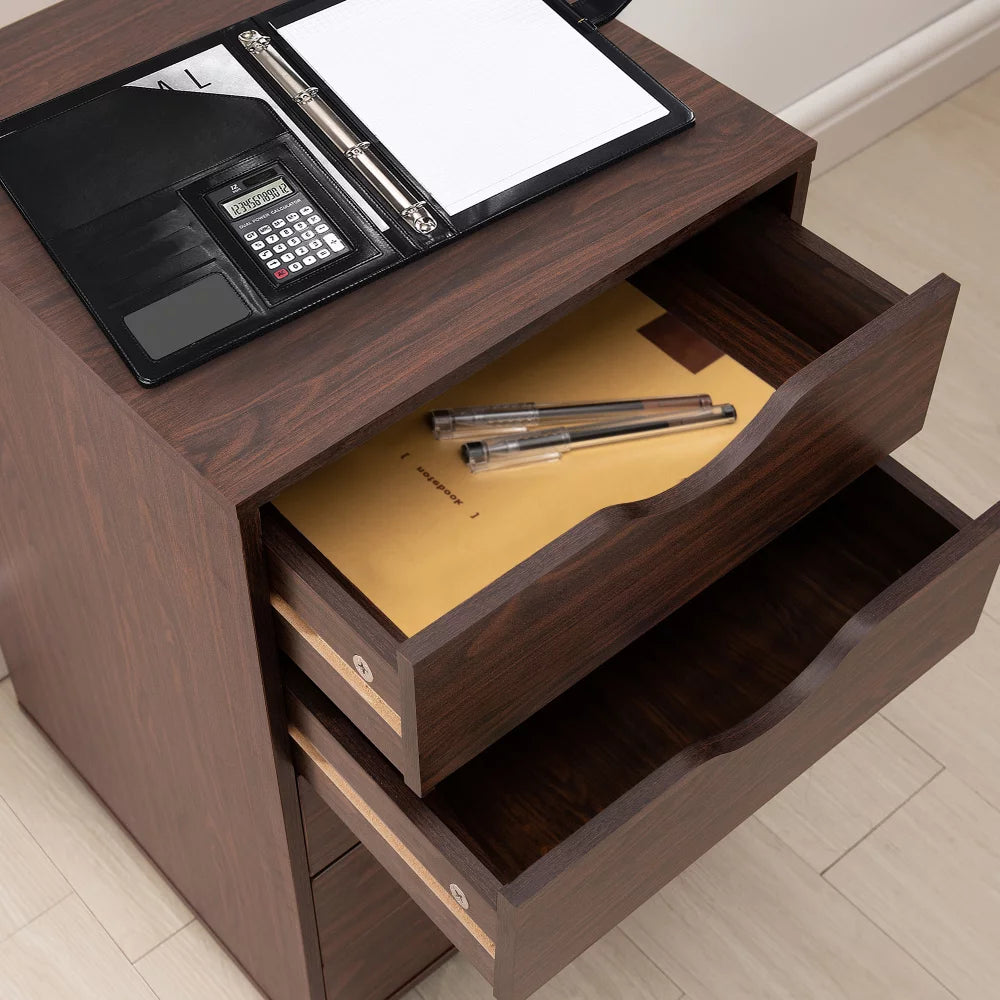 5 Drawer Chest with Wheels, Wood Storage Dresser - Espresso B12627