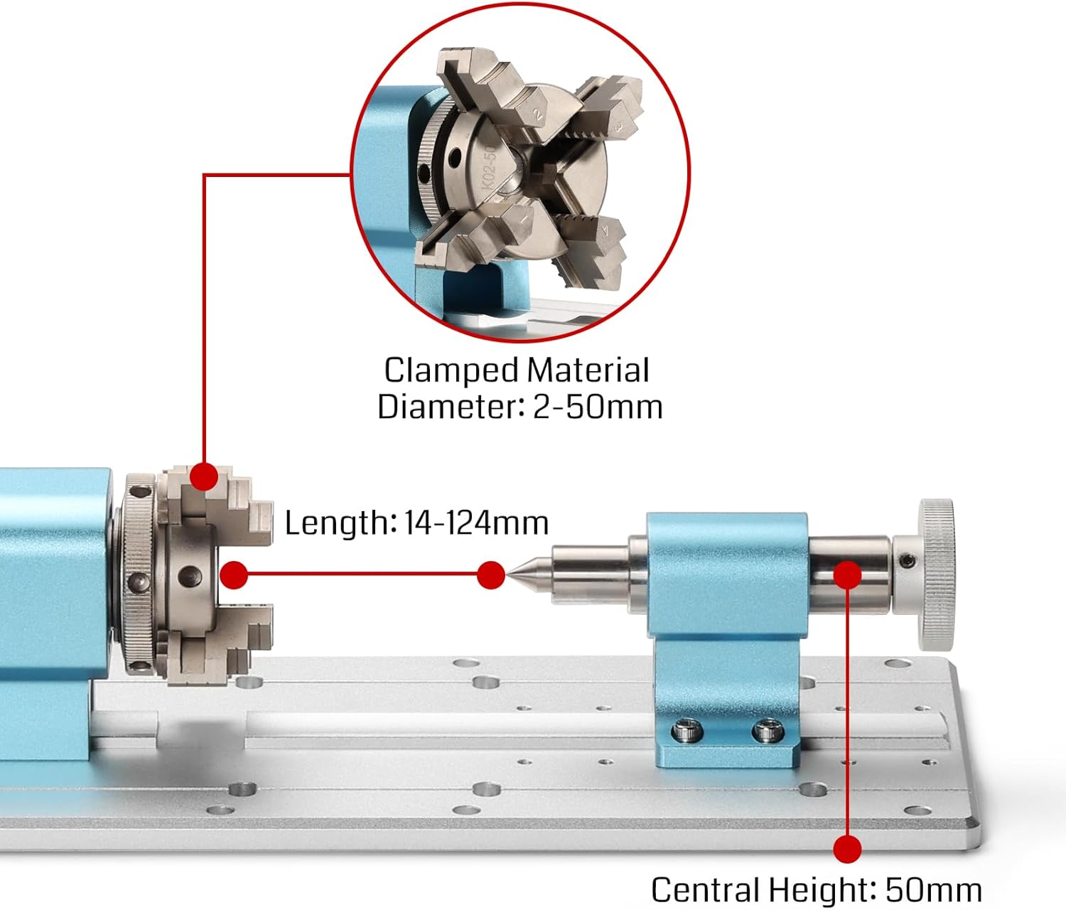 CNC Router Machine with 4th Axis Rotary Module Kit, 4 Jaw Chuck, 10:1 Speed Reducer D52153