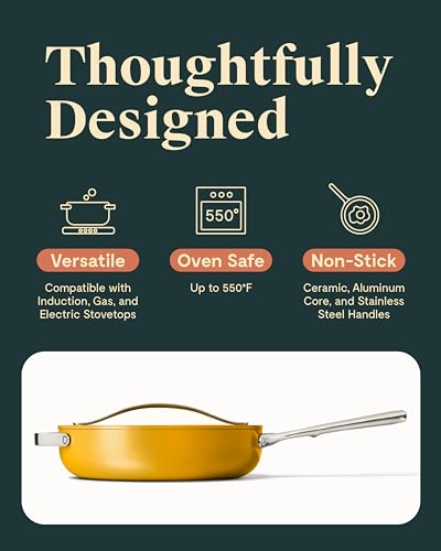 Nonstick Ceramic Sauté Pan with Lid, 4.5 qt, Oven Safe, Gray Q367