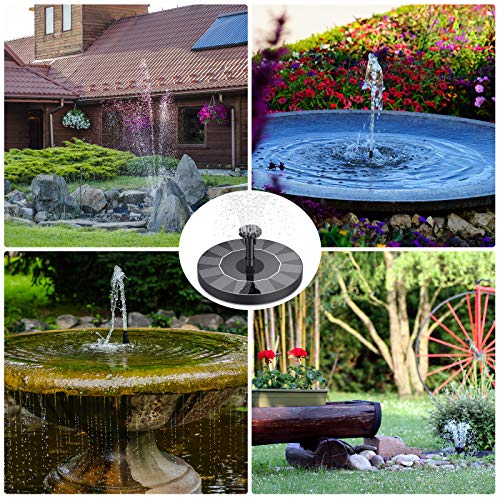 Solar Bird Bath Fountain with 6 Nozzles and Pump U44858