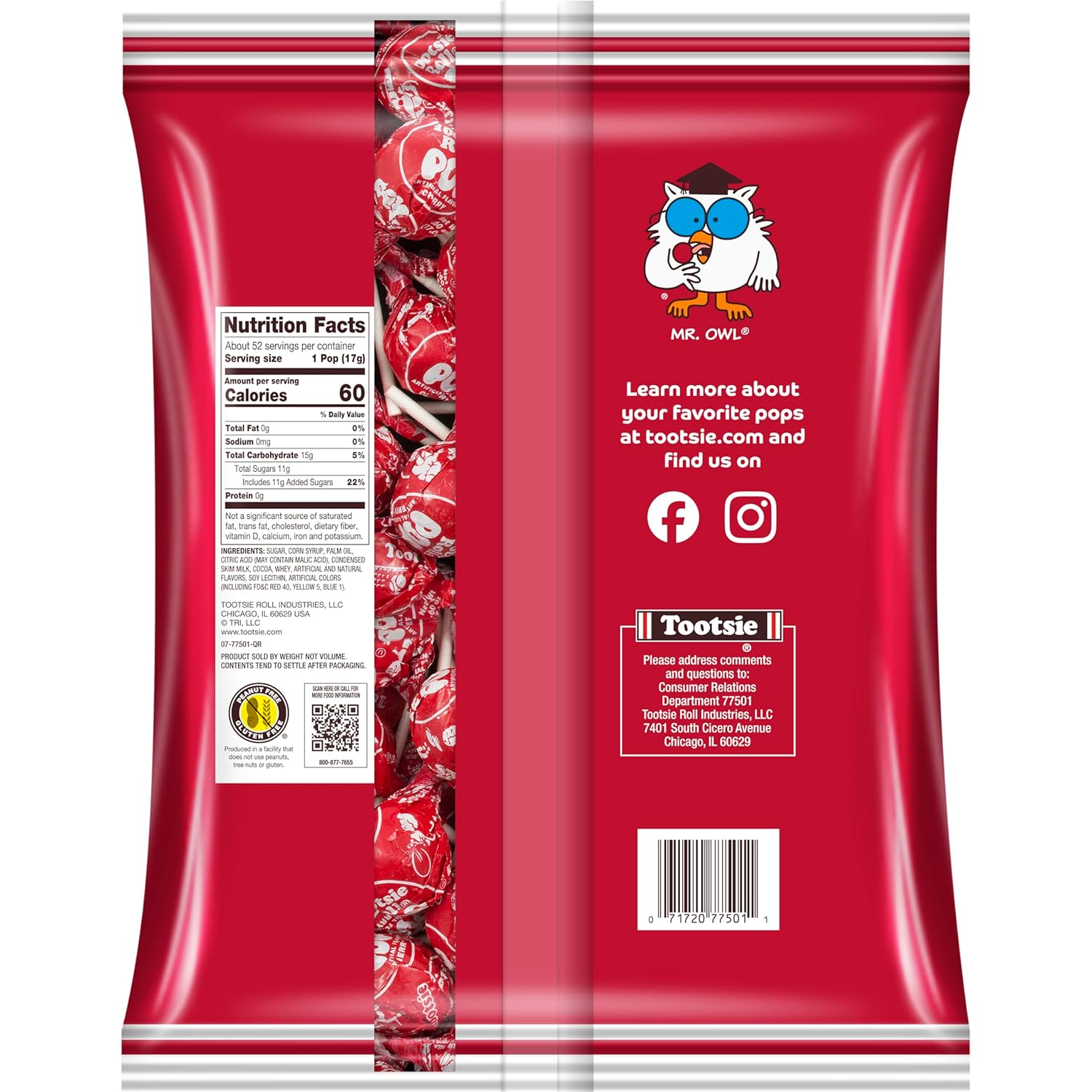 Cherry Flavored Lollipops with Chocolatey Center, Individually Wrapped, 50 Count O989
