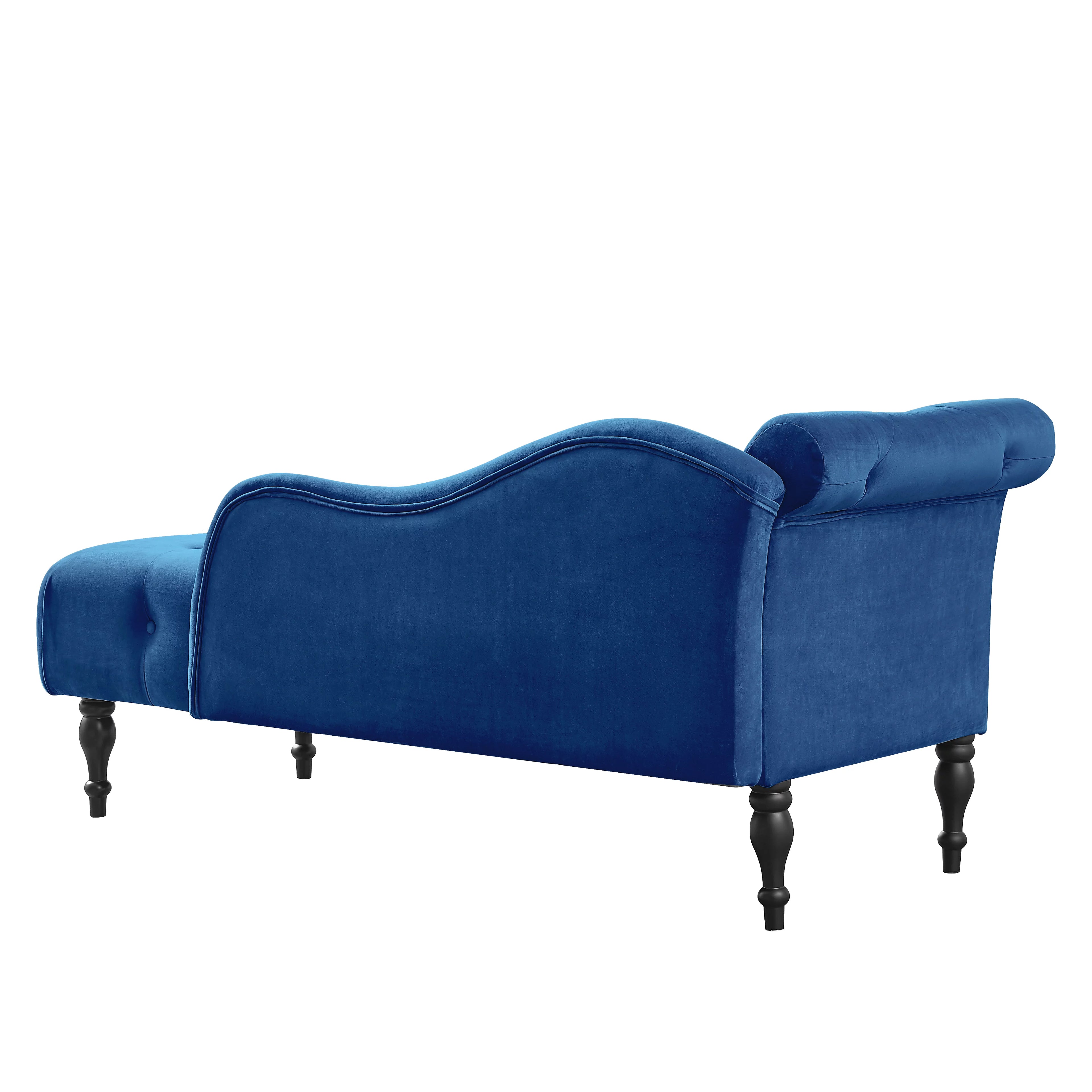 Modern Lounge Chaise Indoor, Upholstered Accent Chair with Button Tufted Seat and Solid Wooden Legs, Blue H5118