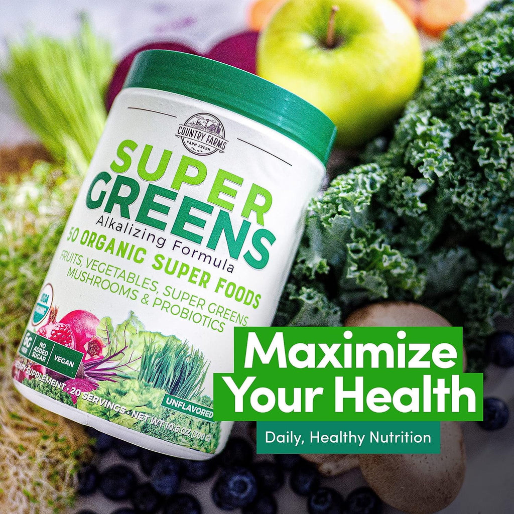 Organic Greens Powder Drink Mix with Probiotics, 20 Servings, 2 Pack Y846