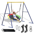 Swing Set,43inch Saucer Tree Swing with A Frame Swing Stand Heavy Duty,Durable Textilene Round Swing and Metal Frame,Anti-Rust and All Weather Resistant for Kids Outdoor Backyard (6clrbk)