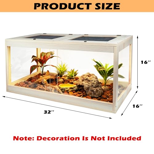 Reptile Terrarium Tank 32 Inch with Metal Mesh Roof and Lock Design N608