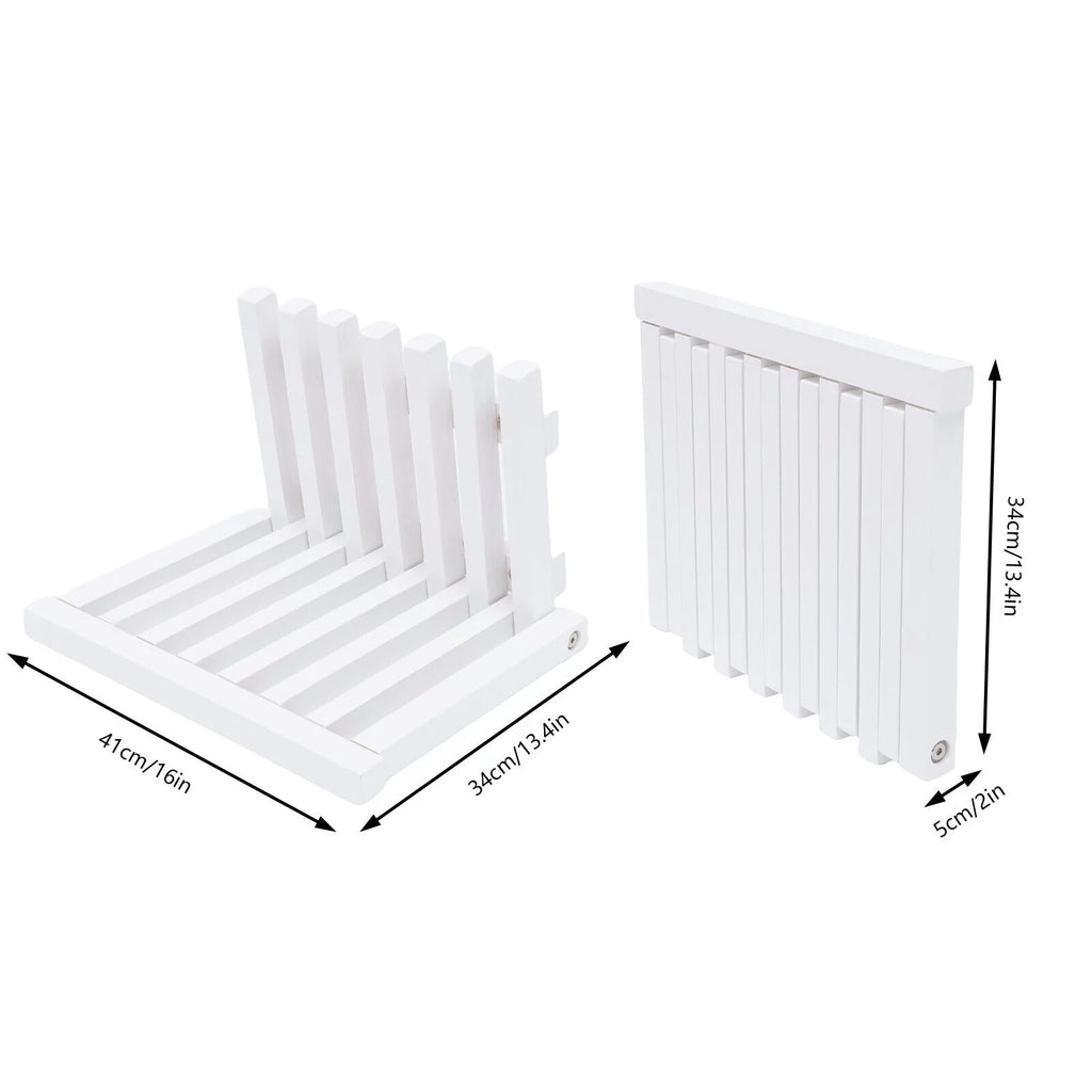 Wall Mounted Folding Stool Chair Rubber Wood White Shower Seat Bench E615683