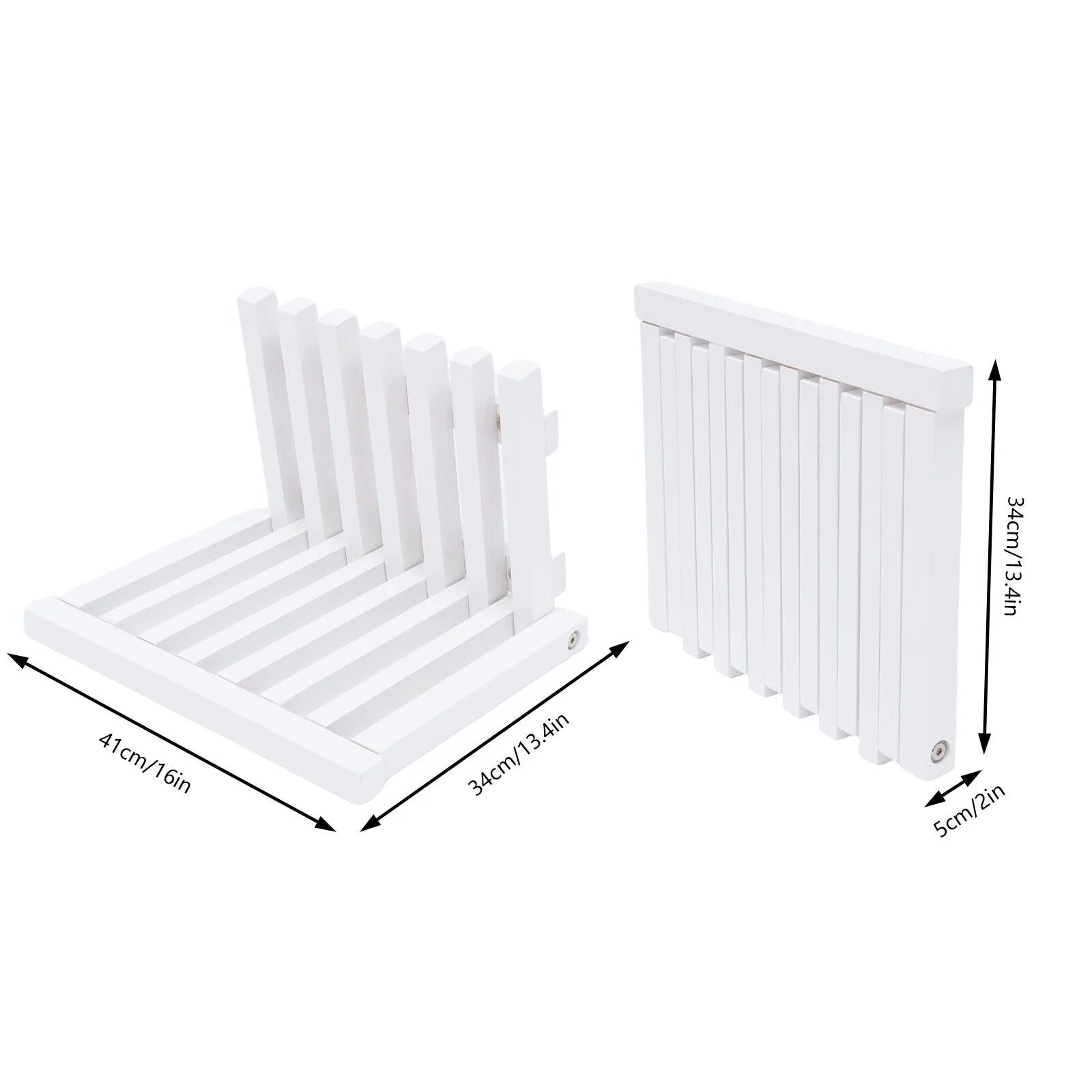 Wall Mounted Folding Stool Chair Rubber Wood White Shower Seat Bench E615683