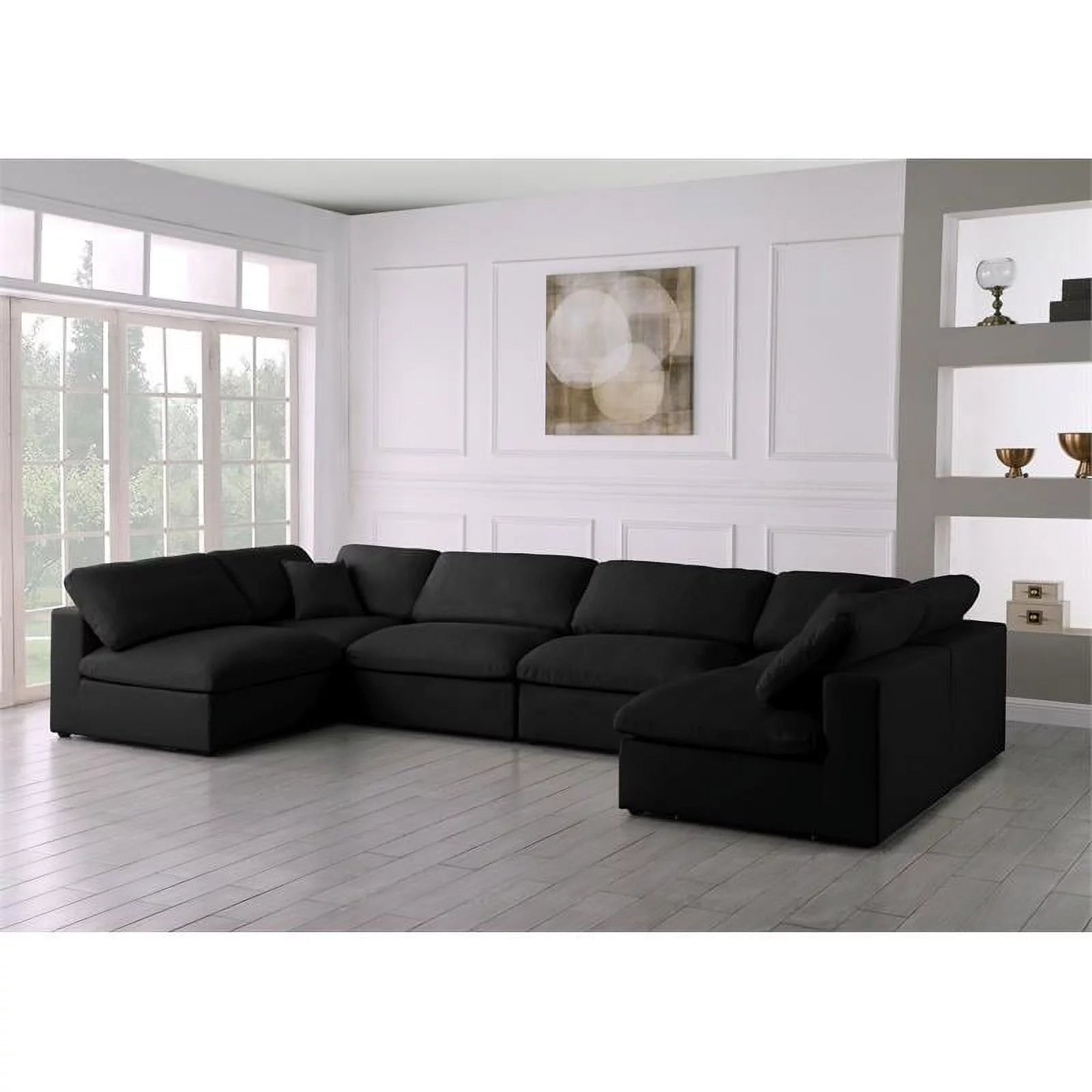 Plush Black Velvet Modular Sectional Q817