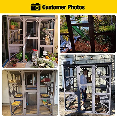 Outdoor Cat Enclosure Large Walk-in Cat Cage with Tarp Roof J6175