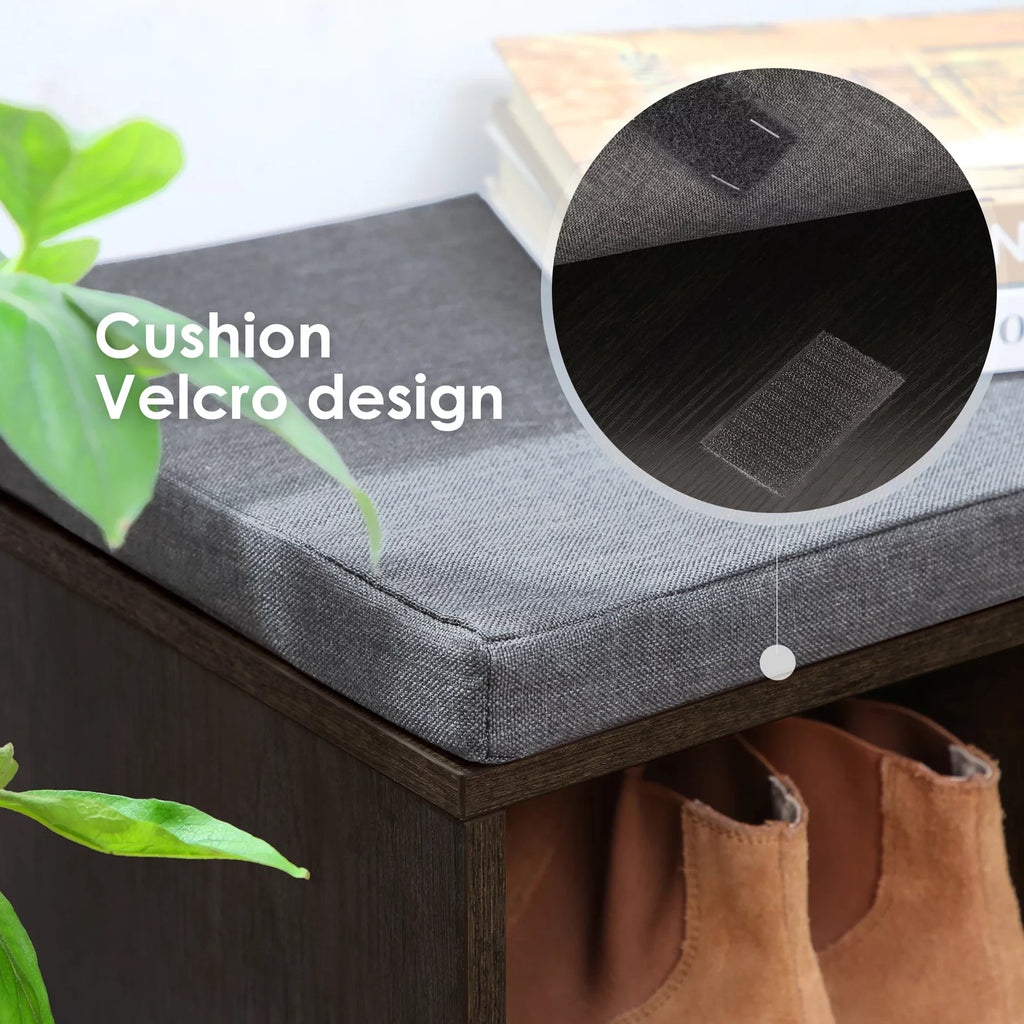 Shoe Storage Bench with 3-Tier Shoe Rack and Adjustable Shelves L2474