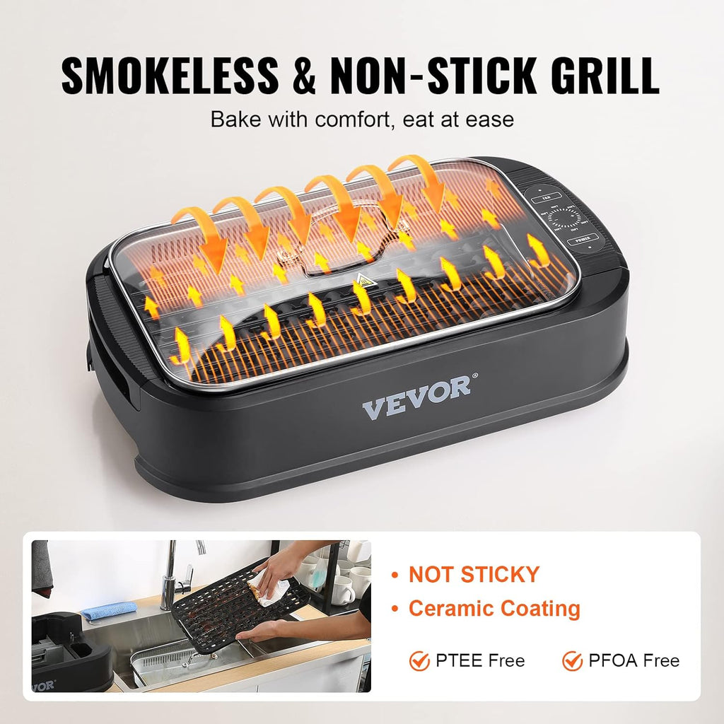 Smokeless Indoor Electric Grill with Non-Stick Surface C8723