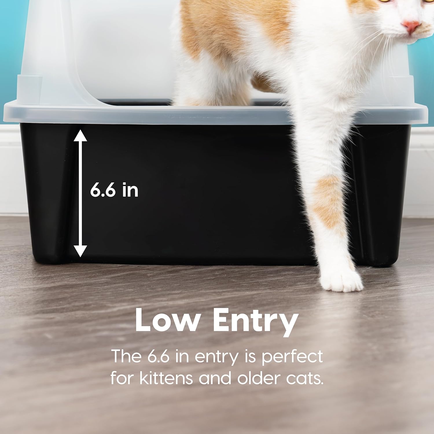 Extra Large Cat Litter Box with Scatter Shield, Open Top High Sided J20154