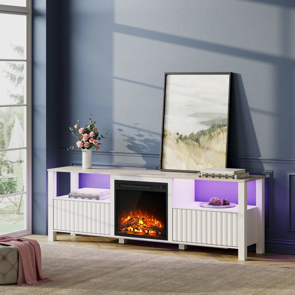 White Wood Fireplace TV Stand for TVs up to 80 Inch X429674