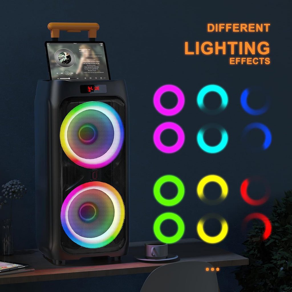 Karaoke Machine with 2 Wireless Microphones, Bluetooth Party Speaker with DJ Light M597378