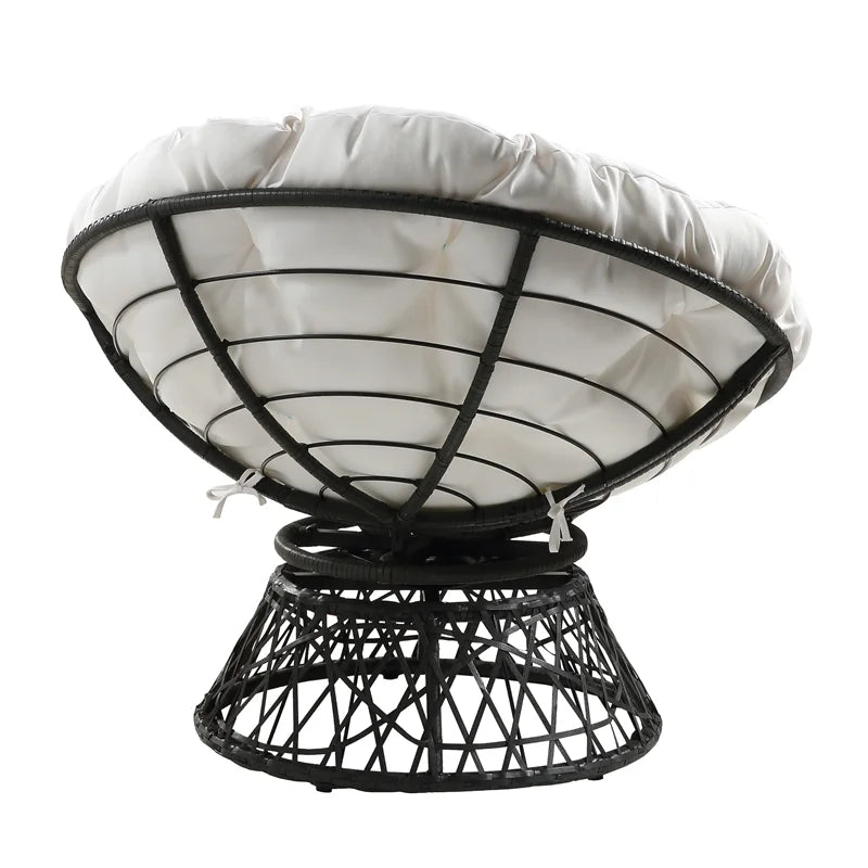 Papasan Chair with White Cushion and Black Frame X41982