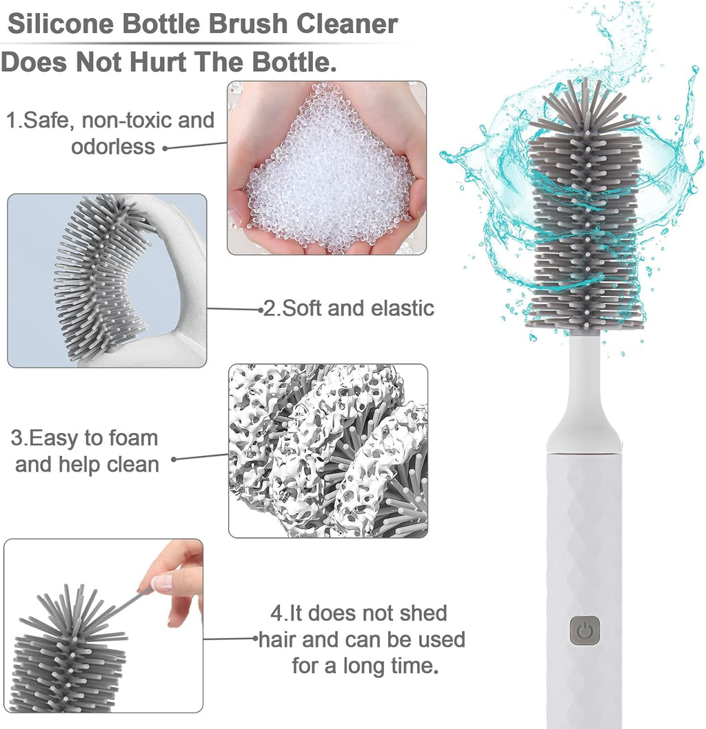Electric Baby Bottle Brush Set, 360° High-Speed Rotation, Waterproof N467572