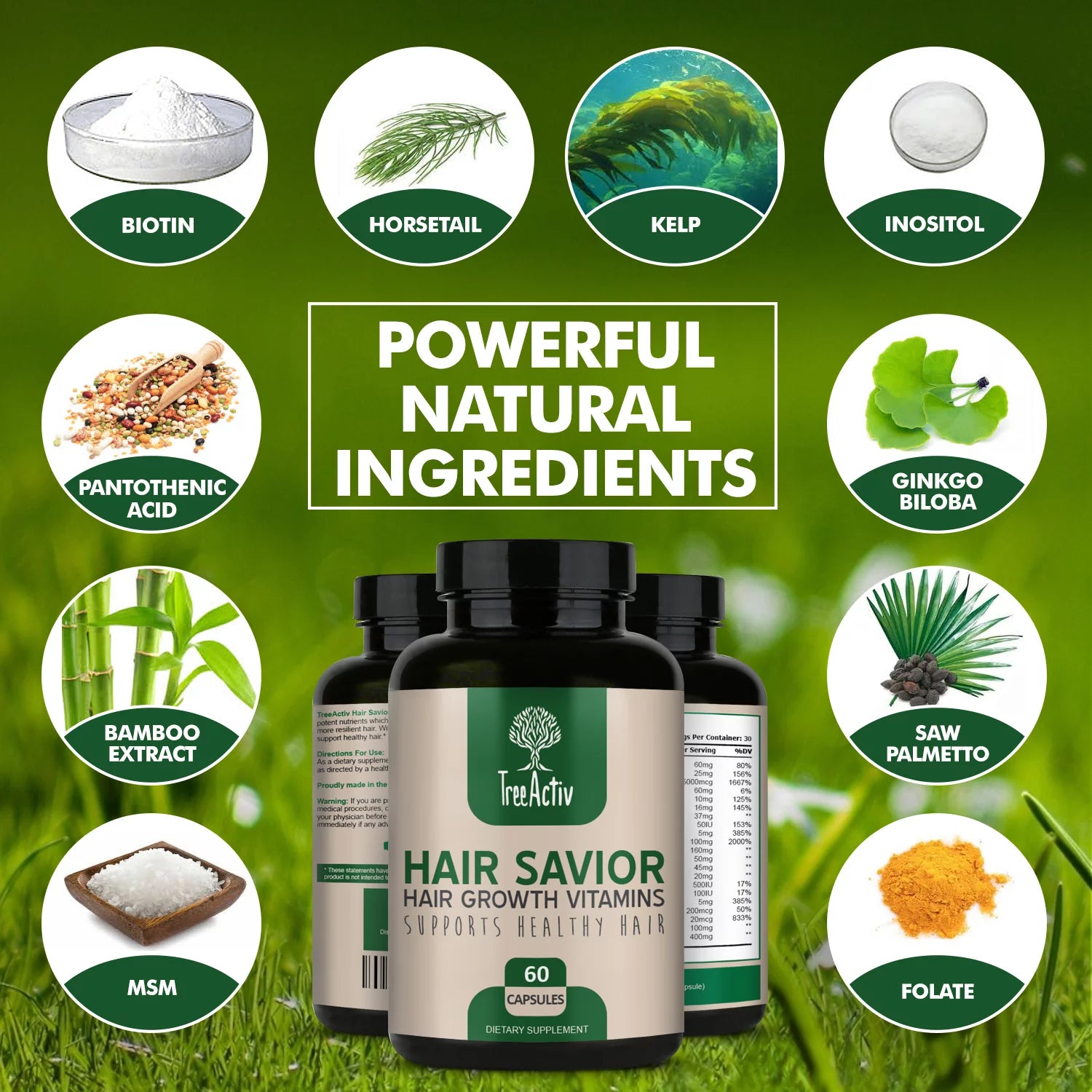 Biotin Hair Growth Vitamins with Saw Palmetto, 60 Capsules K150