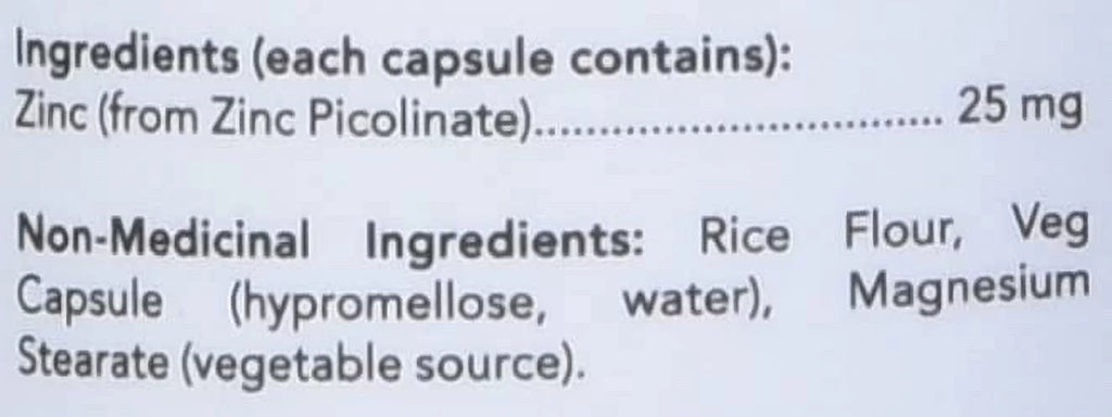 Zinc Picolinate 25mg Q50582