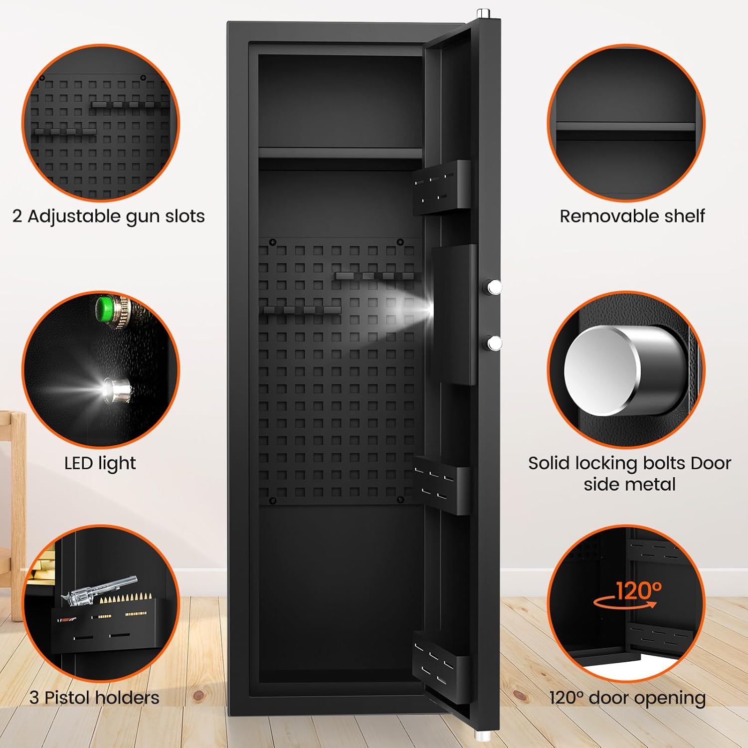 Gun Safe for 6-8 Guns, Fireproof, with Combination Lock and Alarm Z536838