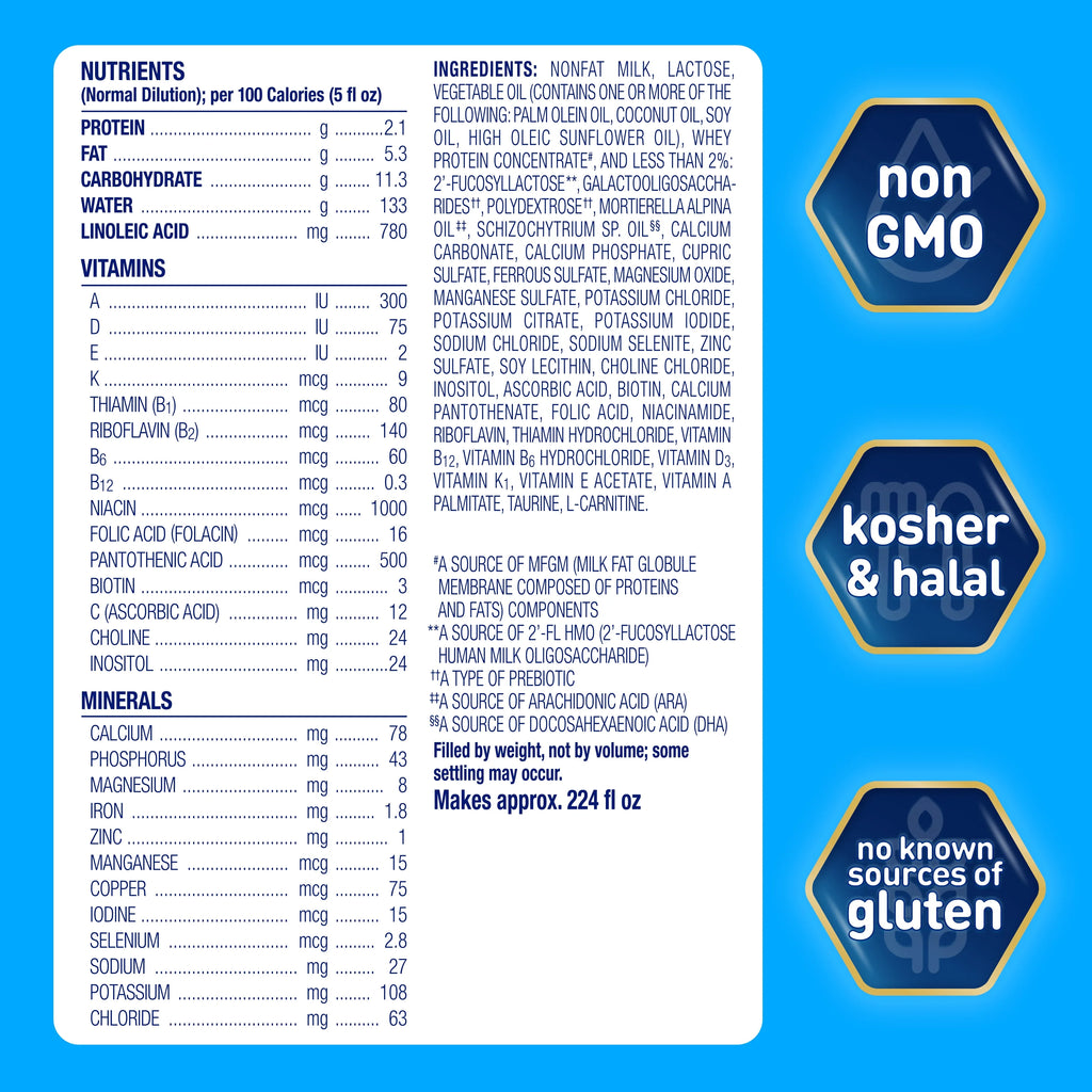 Baby Formula Milk-Based Infant Nutrition with DHA, Non-GMO, 125.6 oz D220