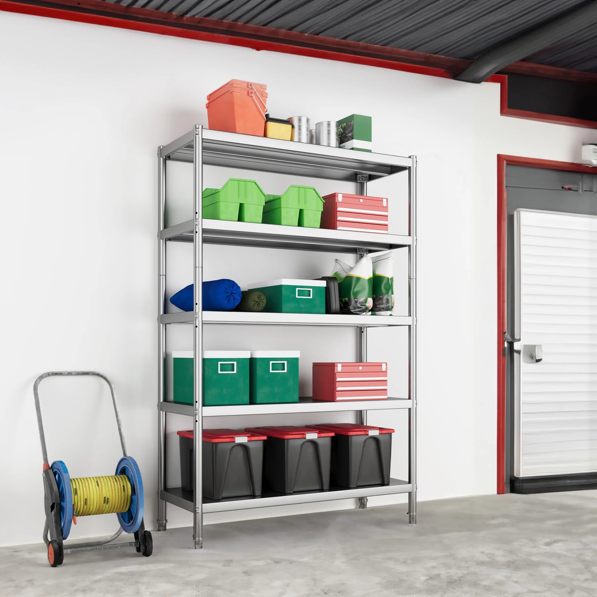 Stainless Steel 5-Tier Storage Shelving Unit, 48" x 18" x 72" P552