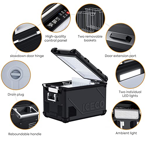 58Qt Dual Zone Portable Freezer for Car Truck RV Van SUV, -4℉~68℉, APP Control Y830576