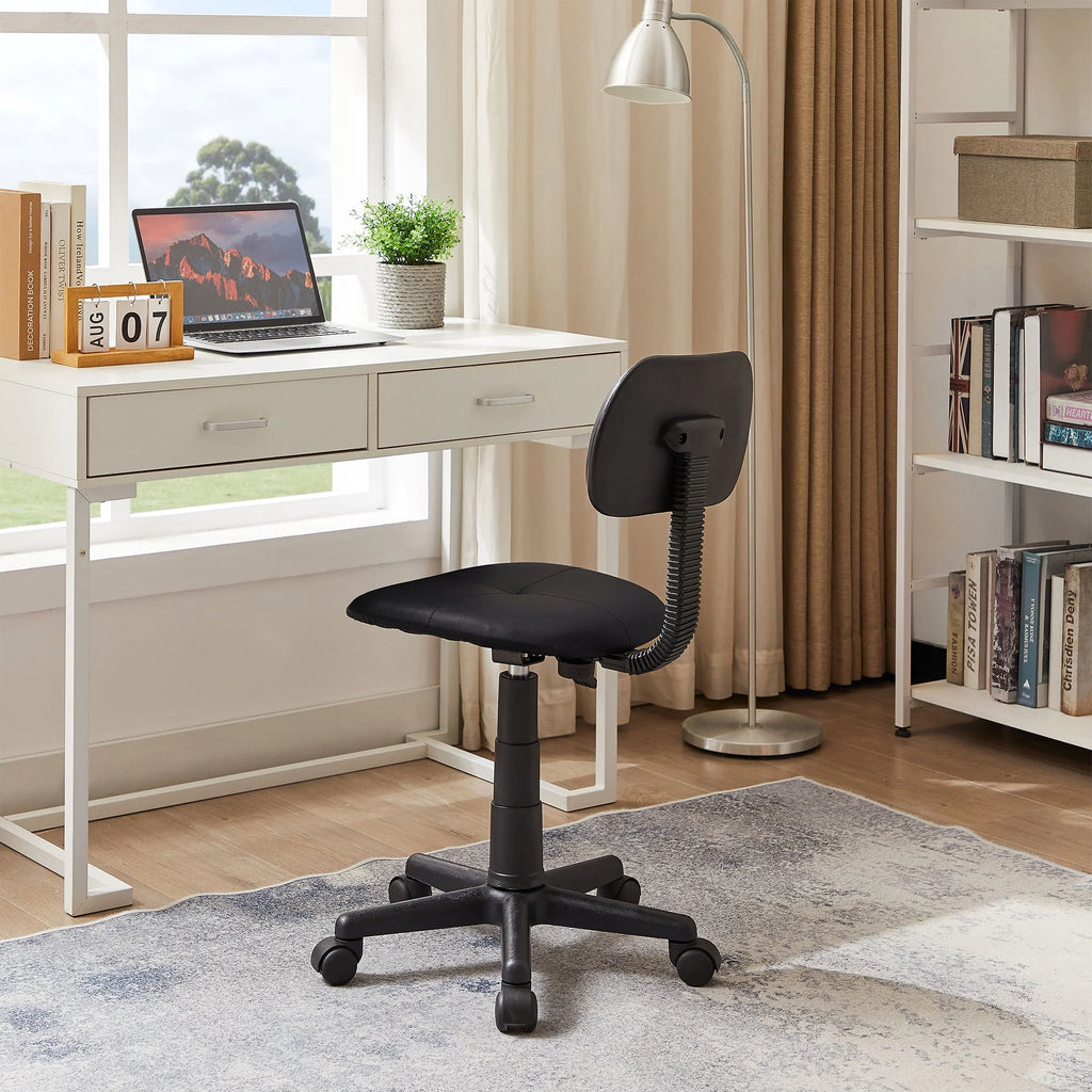 Armless Office Chair, Low-Back Adjustable Height Desk Chair, Black T211755