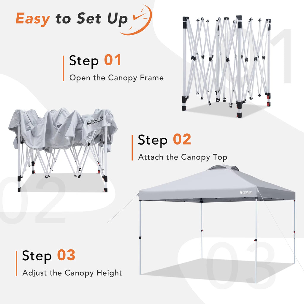 Pop Up Canopy Tent 10x10ft Waterproof Portable with Wheeled Bag F2066