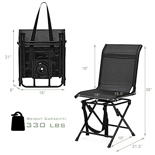 Hunting Chair, 360 Degree Swivel with Carry Handle, Folding Dove Hunting Chair with Armrest O604