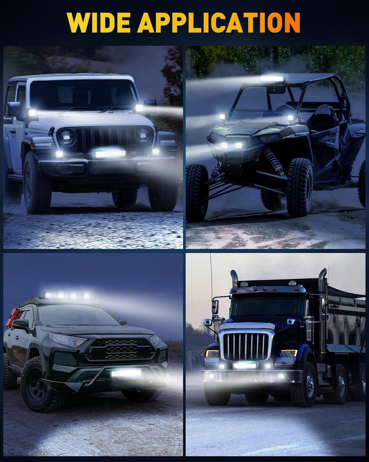 12 Inch LED Light Bar and 4PCS 4 Inch LED Pod Lights, 54000LM Off Road Lights K513