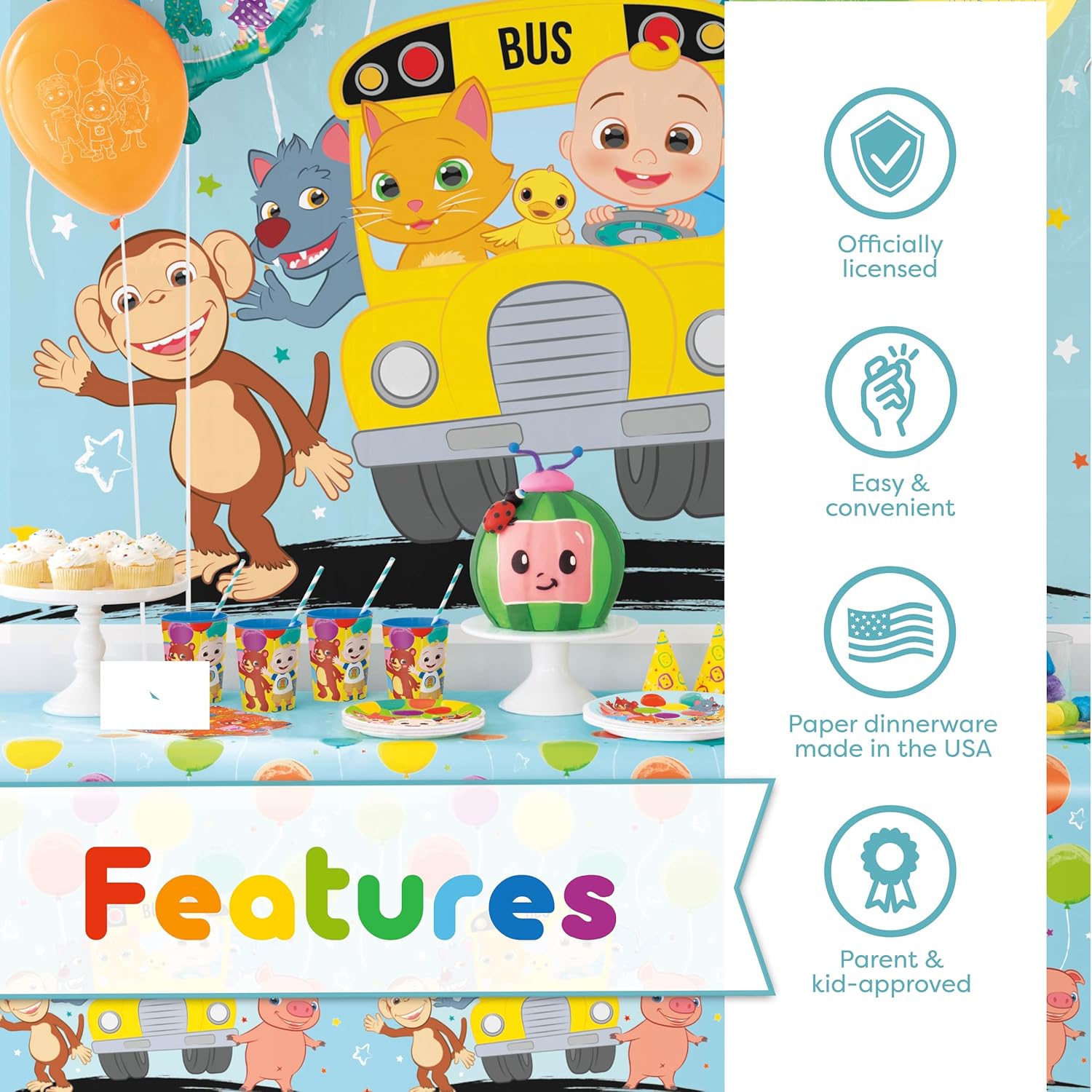 Party Supplies Birthday Backdrop Balloons Tablecloth Plates Napkins Forks Sticker E479780