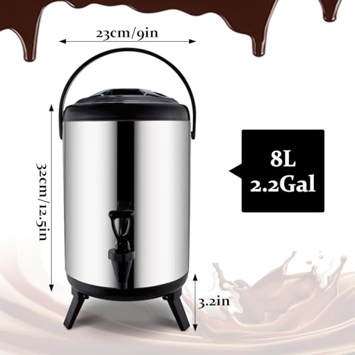 Stainless Steel Insulated Beverage Dispenser, 2.64 Gallon for Hot and Cold Drinks R13030