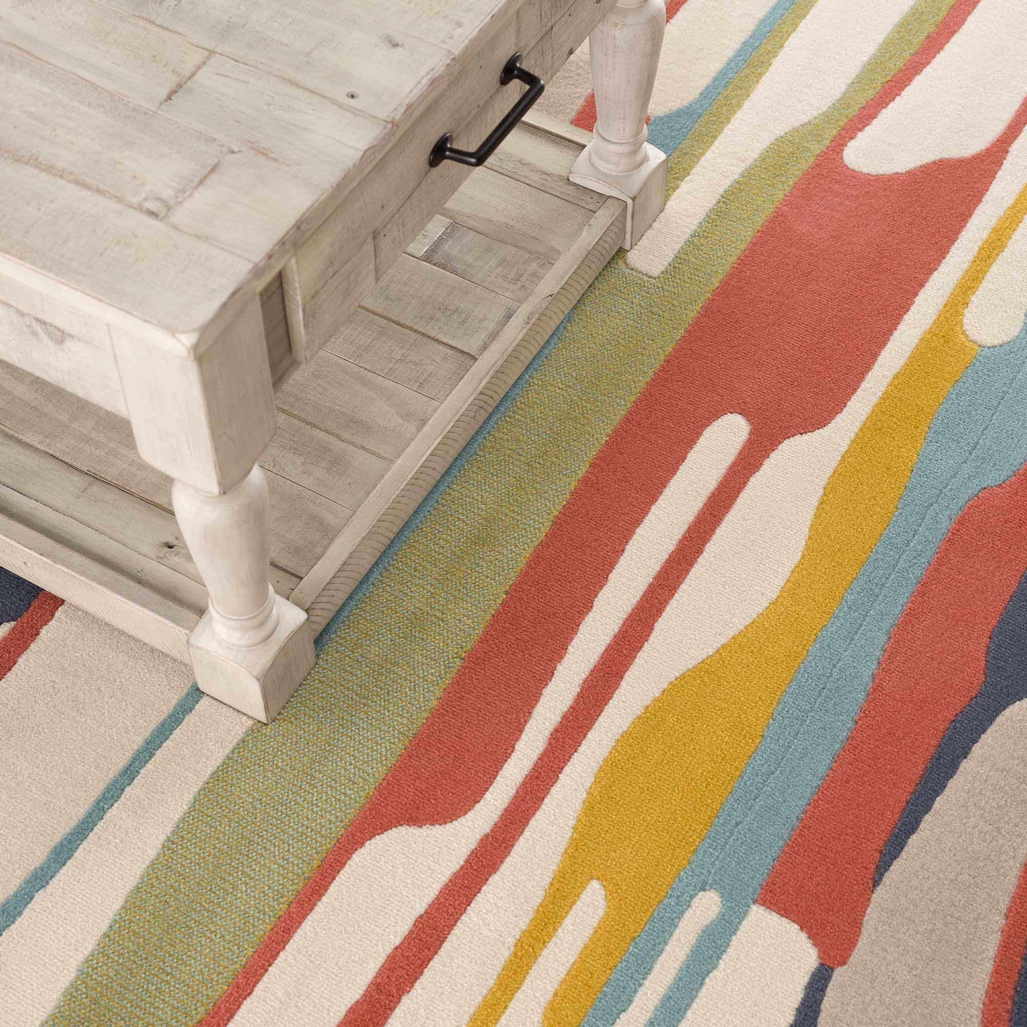 Multicolor Rainbow Striped Area Rug for Living Room Bedroom A79688