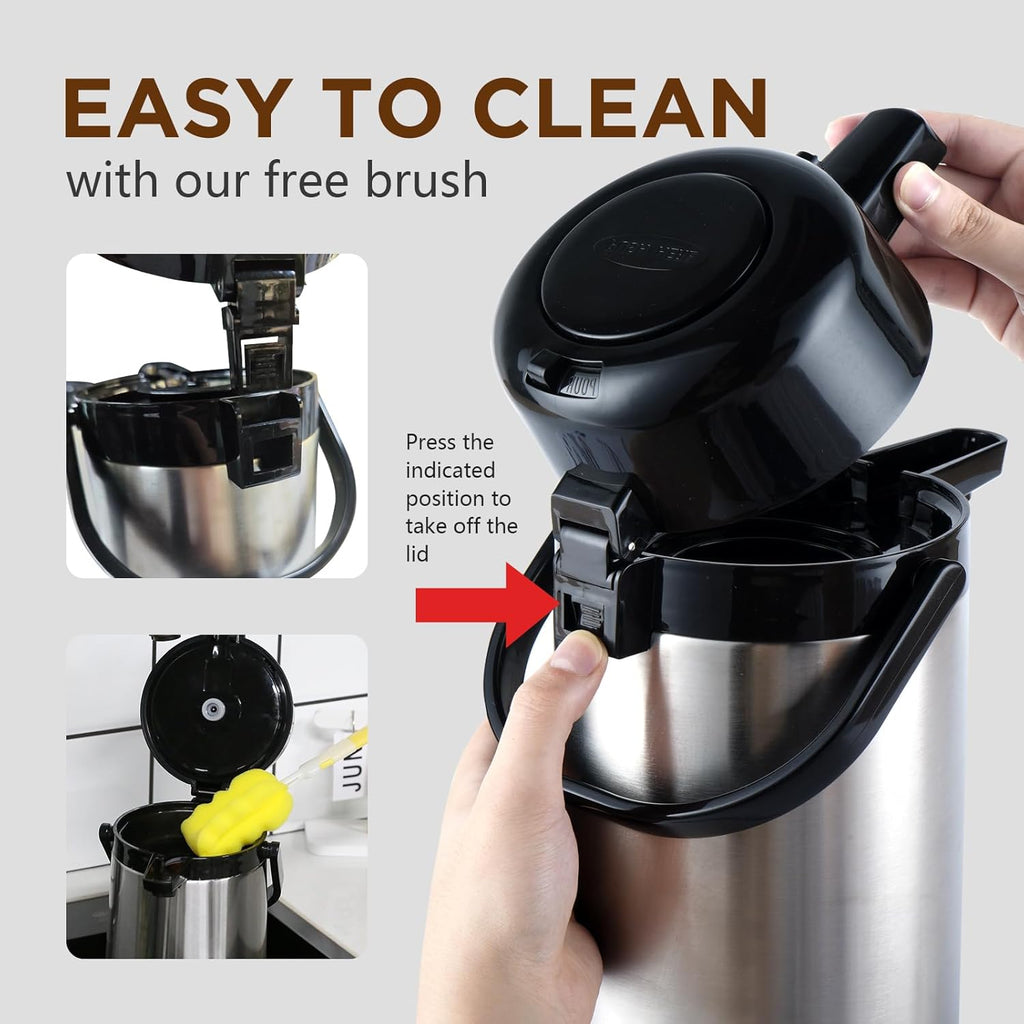 102oz Coffee Dispenser with Pump, Thermal Insulated Stainless Steel Carafe I78127
