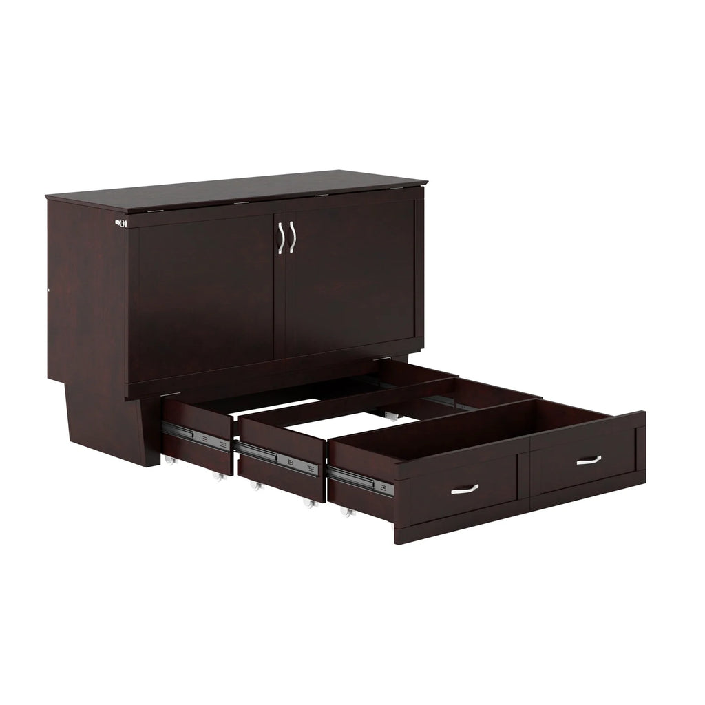 Queen Solid Wood Murphy Bed Chest with Mattress A99512