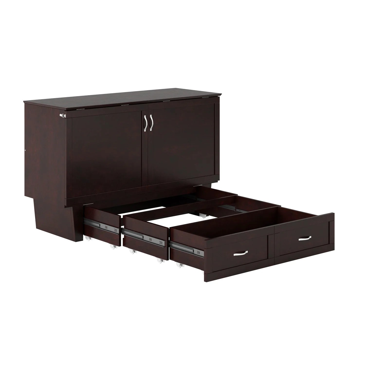 Queen Solid Wood Murphy Bed Chest with Mattress A99512