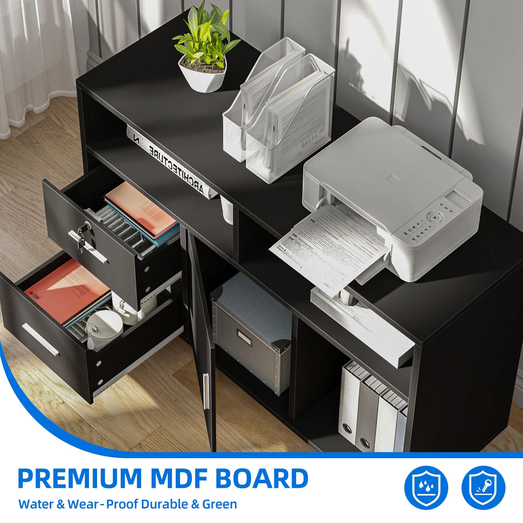 Office Lateral File Cabinet 2 Drawer with Lock Storage Shelf G9396