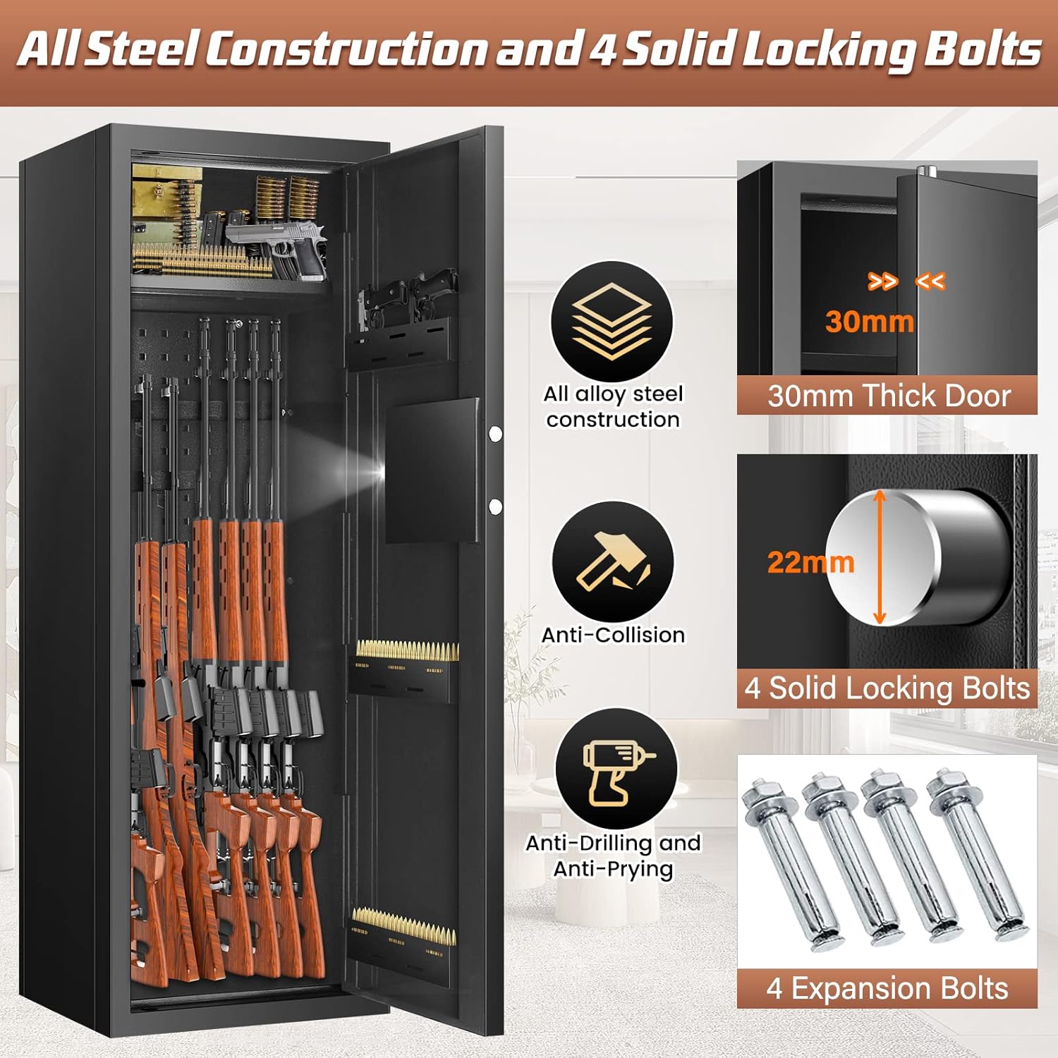 Fireproof Gun Safe for Rifles and Pistols with Digital Keypad J460503