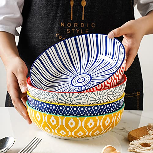 Ceramic Pasta Bowls Set of 4, 8 Inch, Microwave Safe R8988