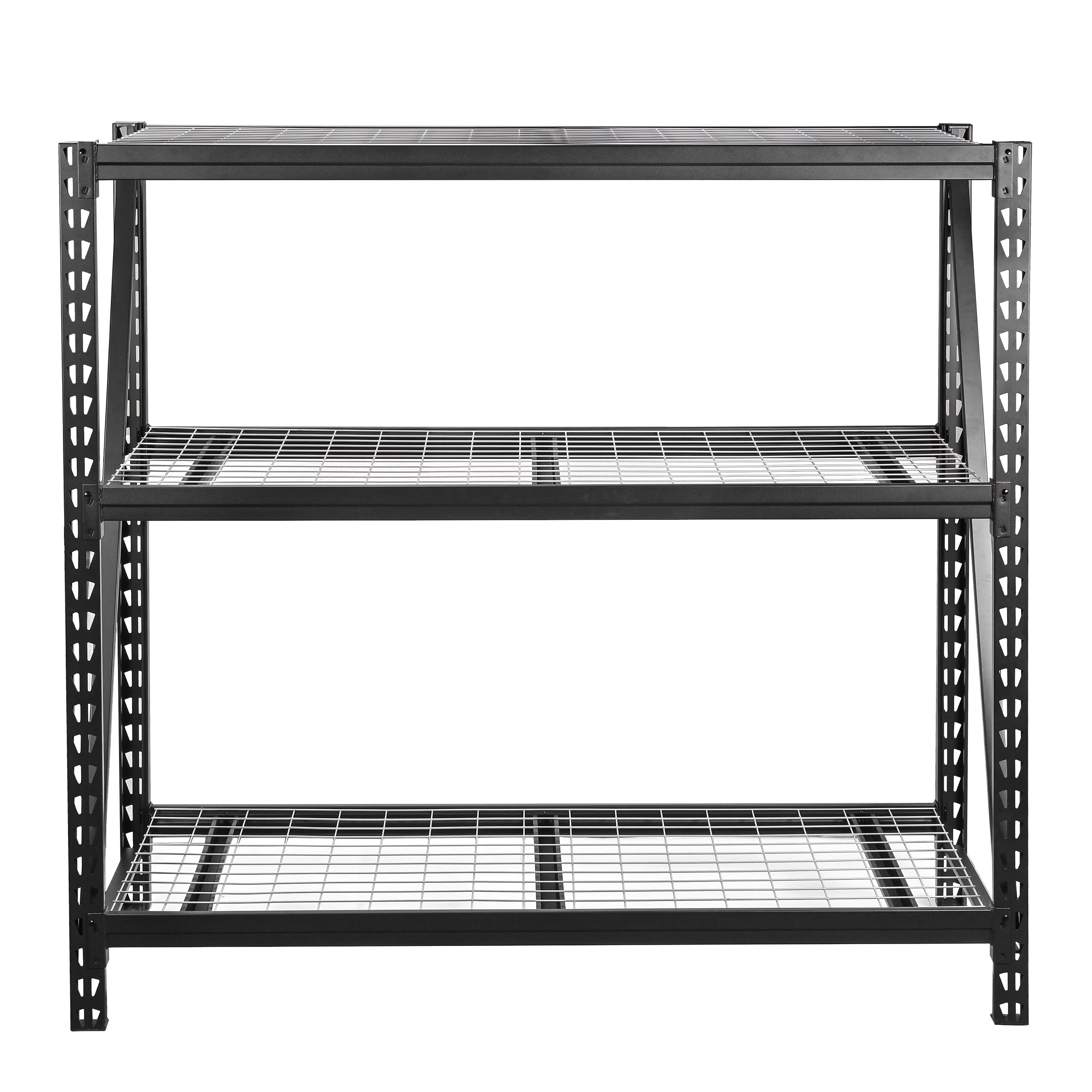 Steel 3-Tier Storage Shelf Unit, 72H x 77W x 24D, Black W154452