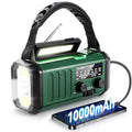 10000mAh Emergency Weather Radio,Portable FM/AM/NOAA Battery Powered Survival Radios&Power Bank,Solar/Hand Crank/Type-C charger,Flashlight,Reading Lamp,Compass,SOS Alert,Outdoor Camping&Power Outages