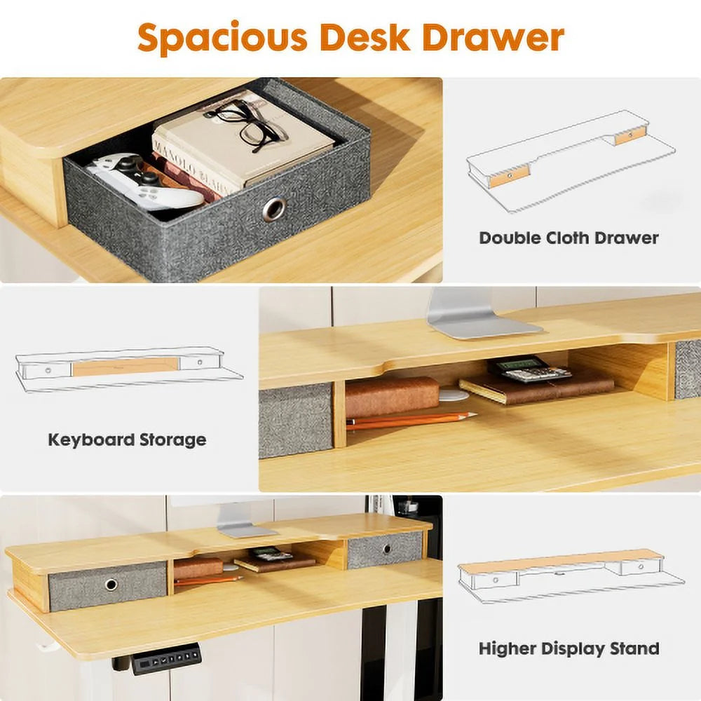 Height Adjustable Electric Standing Desk with Storage Shelf I940
