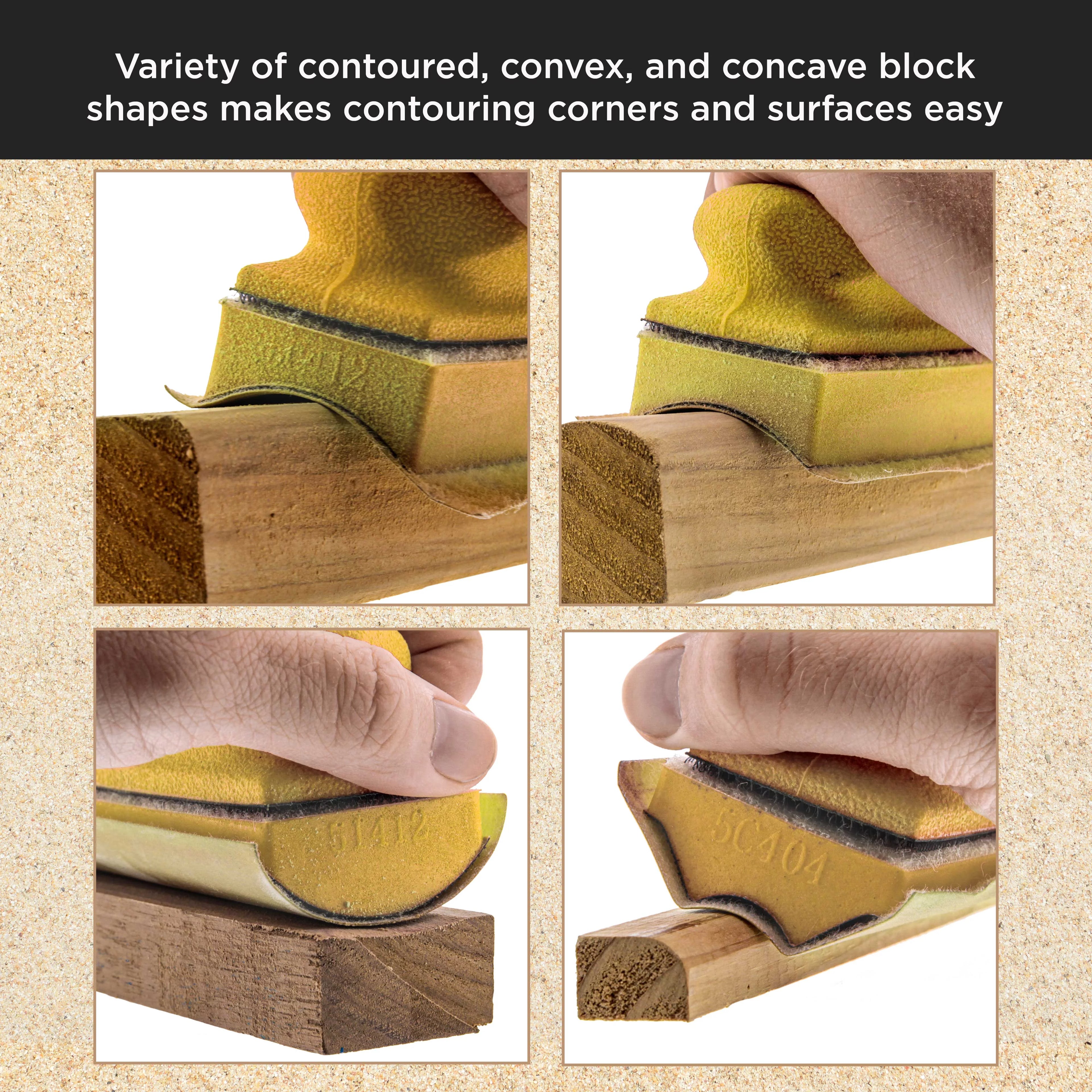 Contoured 4" Hand Sanding Block Set with Hook & Loop Sandpaper Kit Y19066